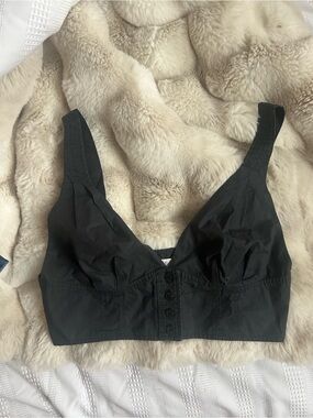 A.L.C. Black Cropped Button-Front Crop Top